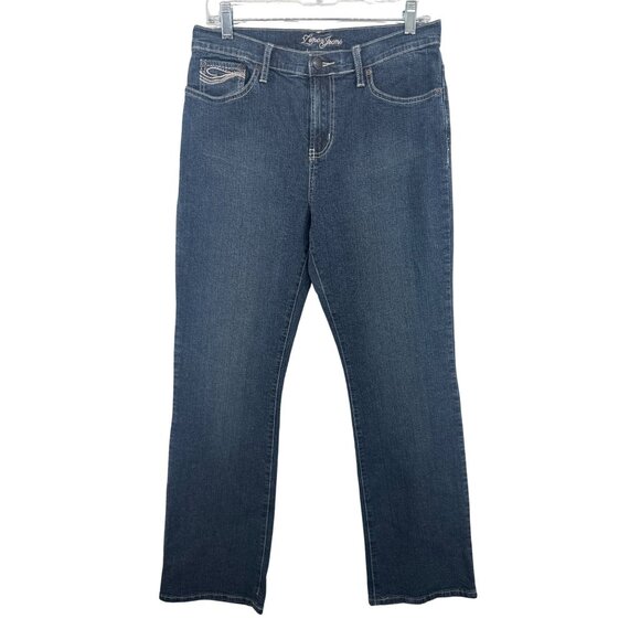 Zena Jeans Women Sz 14 Blue Denim Straight Leg HighRise Embroidered Pockets Boho - Picture 1 of 12